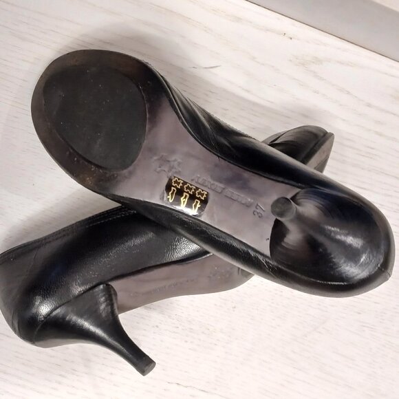 All leather crinkly black heels - Picture 3 of 7